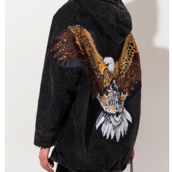 ISO watching over you denim fur jacket